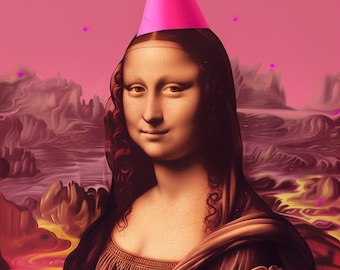 Party Mona Lisa oil painting funny  - A4 A3 A2 - Festival Merch