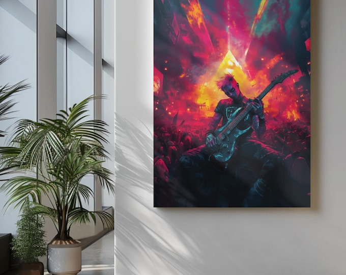 Premium Quality Art Print - Music Print Rock n Roll Skull Guitar Punk Alternative Prog Skeleton Music Festival - A4 A3 A2 - Festival Merch