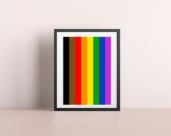 Inclusive Rainbow Flag Print -  Pride Flag - home decor - A4 A3 A2  - Festival Merch