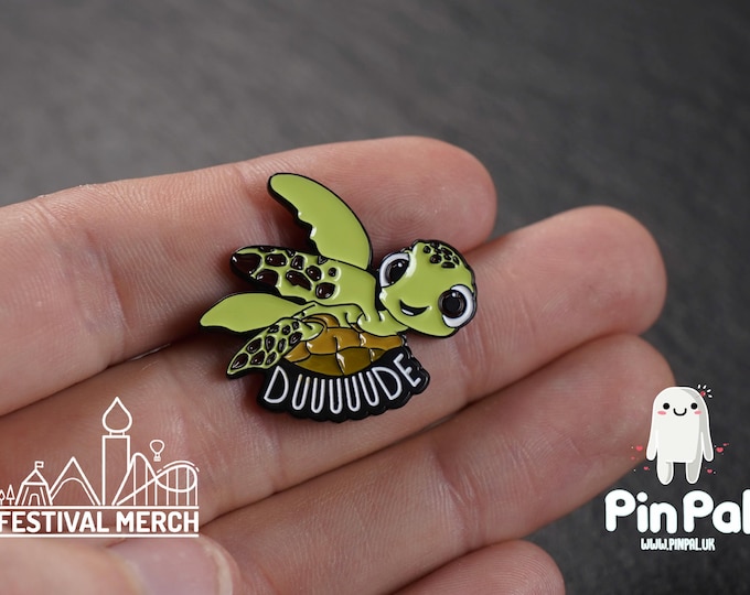 Funny Enamel Pin - PinPal UK177 - Pin Badges - Funny Gift, Music Gift, Anime Gift, Cute Gift, Positive gift, Cheeky Rude Gift, dude turtle