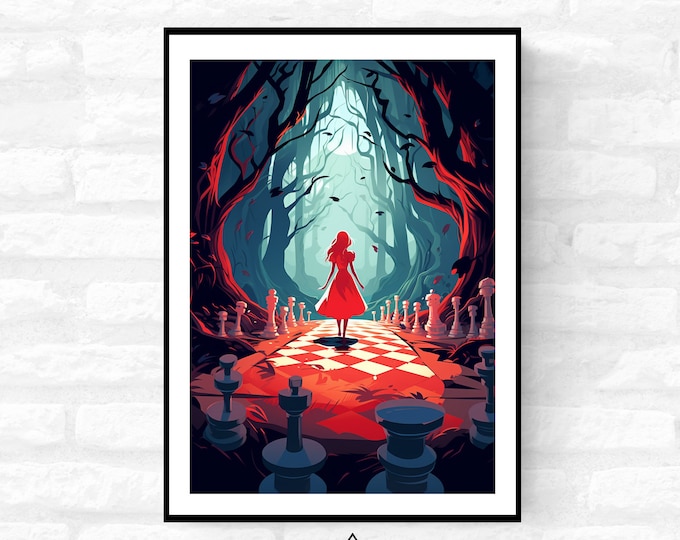 Alice in wonderland Wall Art Alice Adventures Movie Poster - Mad hatter Fairy tale into the rabbit hole print - A4 A3 A2 - Festival Merch