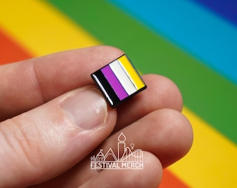 Pin/esmalte de bandera no binaria - Insignia LGBT - Botón arcoíris - Regalo del orgullo - Traje del orgullo