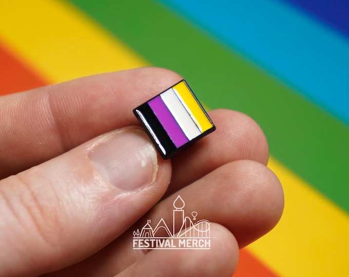 Non Binary Flag Pin | Enamel - LGBT Badge Stud Lesbian Gay Bisexual Transgender Queer - Rainbow Button - Pride gift Pride outfit