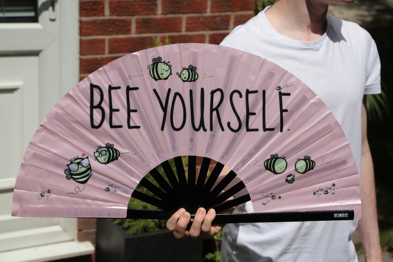 Hand Fan LARGE Bumble Bee UV Fabric Hand Made Rose Gold | Etsy