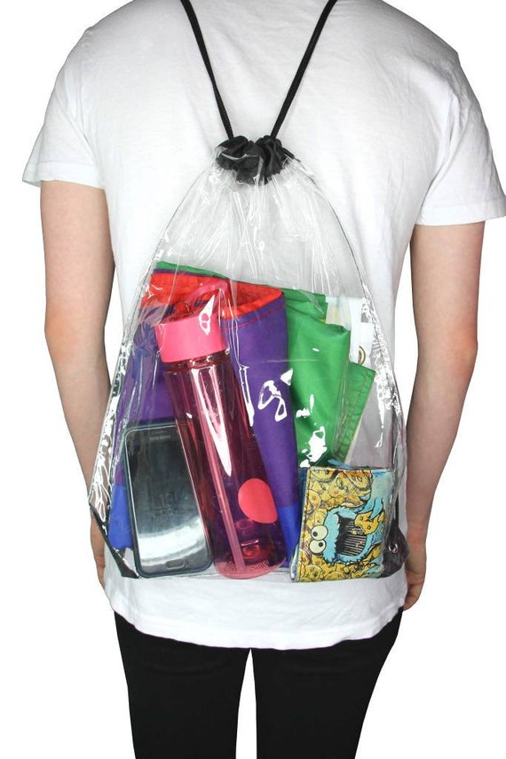 Clear Bag Draw String Backpack PVC for Light Items Only Waterproof Easy to Clean Transparent Music Festival Stadium School Etsy