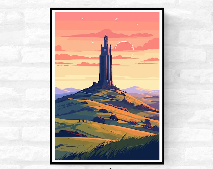 Personalisable Glastonbury Tor Print - A4 A3 A2 - Music Festival Poster - Festival Merch