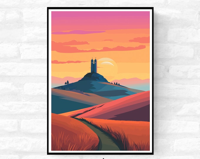 Personalisable Glastonbury Tor Print - A4 A3 A2 - Music Festival - Poster - Festival Merch