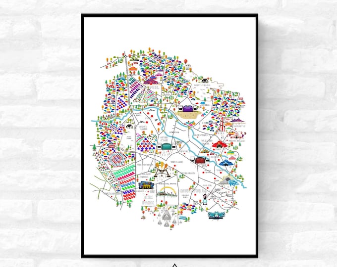 Personalisable Premium Music Festival Map (Unofficial)  - A4 A3 A2 - Print poster - Inspired music festival - Festival Merch
