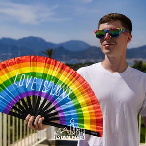 Clack Fan Pride Flag Fan - Giant LGBTQ+ Rainbow Flag Fan - High Quality Rainbow Fan - Great for Pride -  Manchester London pride