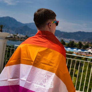 Lesbian Flag Large LGBT - 5ft by 3FT Pride Gay Lesbian Bi Trans Rainbow parade music festival party - Festival Merch image 3