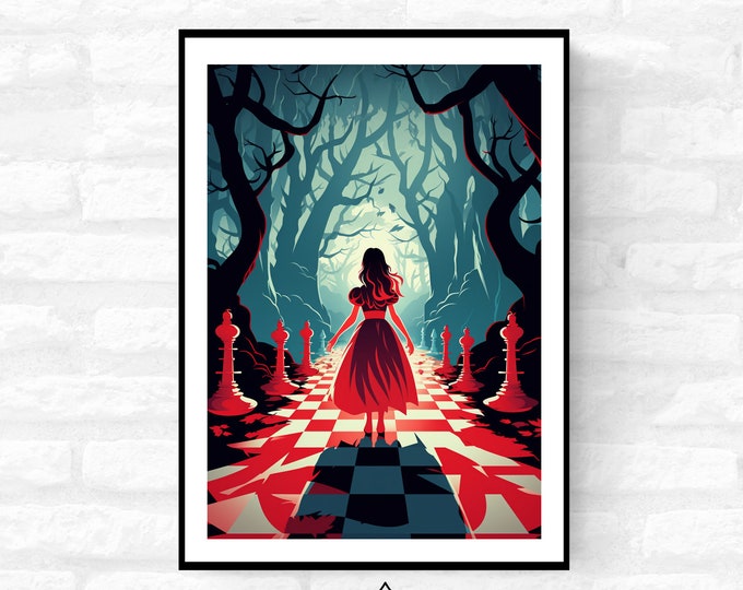 Alice in wonderland Wall Art Alice Adventures Movie Poster - Mad hatter Fairy tale into the rabbit hole print - A4 A3 A2 - Festival Merch