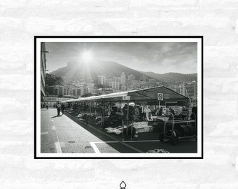 Monaco Pit Lane Print - Monaco Poster - Grand Prix Historique - Black and White Photograph - office home decor  - A4 A3 A2  - Festival Merch