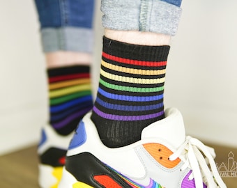 Rainbow Pride Socks - LGBTQ+ Socks - Unisex 1 Pair - Rainbow Flag Socks for Men and Women
