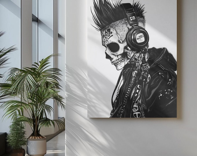 Premium Quality Art Print - Music Print Rock n Roll Skull Guitar Punk Alternative Prog Skeleton Music Festival - A4 A3 A2 - Festival Merch