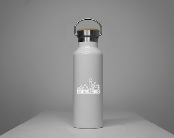 Premium Sublimation blank - 600ml Steel Bottle with bamboo lid with box - Hot and cold bottle
