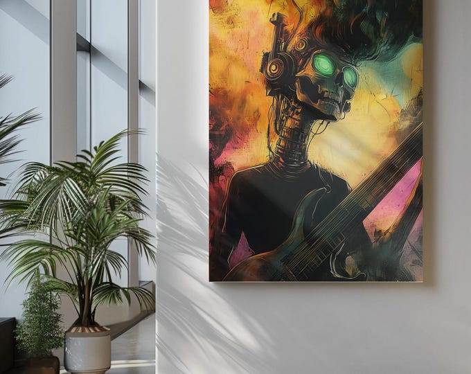 Premium Quality Art Print - Music Print Rock n Roll Skull Guitar Punk Alternative Prog Skeleton Music Festival - A4 A3 A2 - Festival Merch