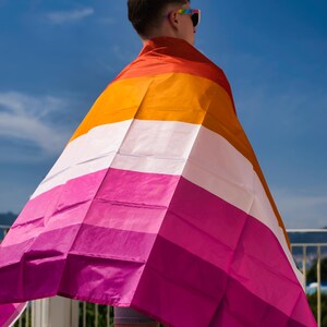 Lesbian Flag Large LGBT - 5ft by 3FT Pride Gay Lesbian Bi Trans Rainbow parade music festival party - Festival Merch image 2