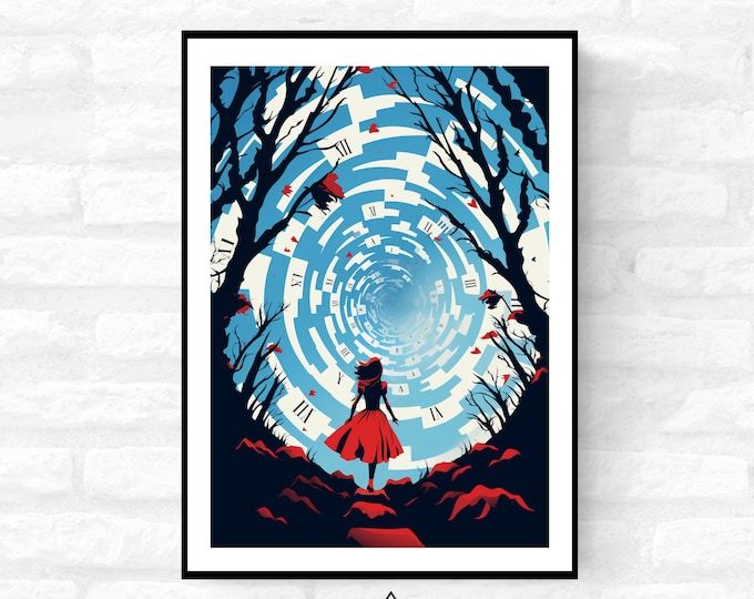 Alice in wonderland Wall Art Alice Adventures Movie Poster - Mad hatter Fairy tale into the rabbit hole print - A4 A3 A2 - Festival Merch
