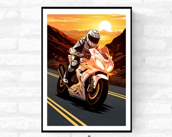 Super Bike Road Racing Wall Art Motorsport Print Isle of man NW200 Art Print - A4 A3 A2 - Festival Merch