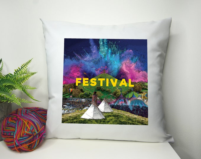 Music Festival Cushion Cover 40cm by 40cm Polyester - No filling - inspired Pillowcase - Festival Merch