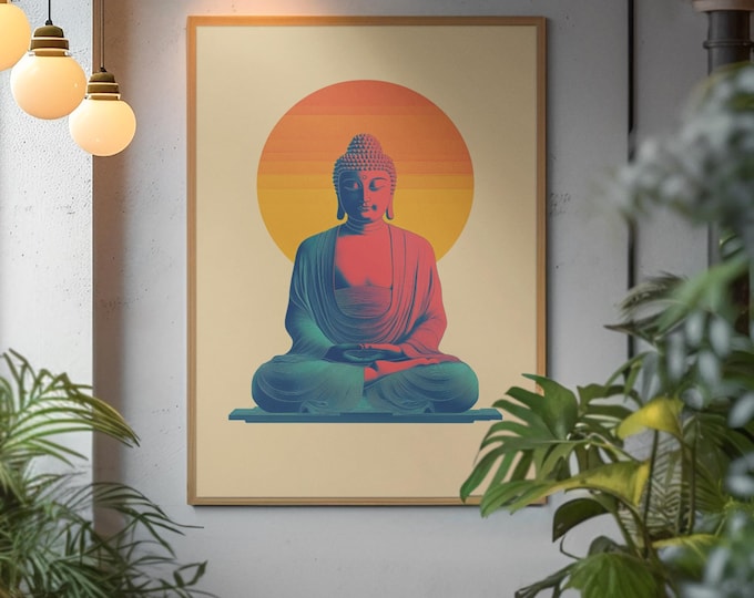 Meditation Buddha Print | Premium Quality UK British Printers | White Lotus Inspired Buddhist - Thailand India Sri Lanka Cambodia Asia