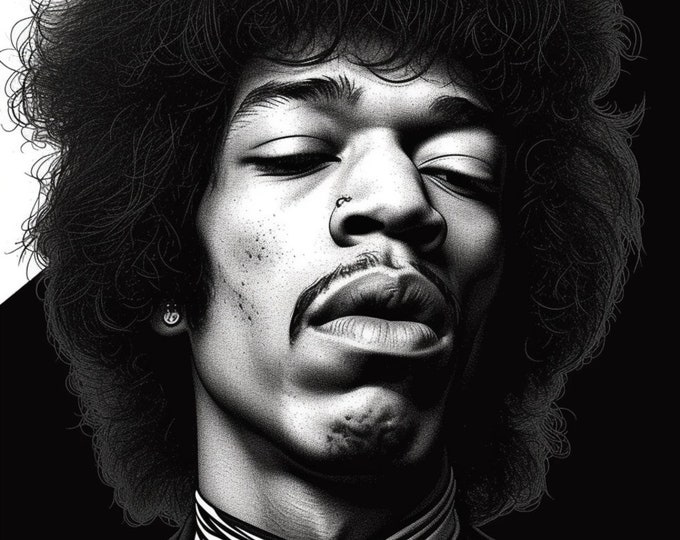 Jimi Hendrix Art Famous Faces Music Movie Celebrity Wall Art Print - A4 A3 A2 - Festival Merch