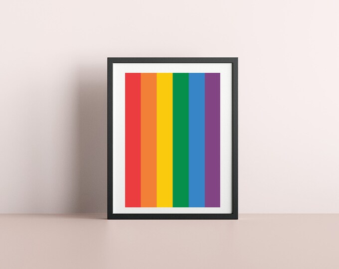 Rainbow Flag Print - Pastel Shade - Rainbow Pride Flag - home decor - A4 A3 A2  - Festival Merch