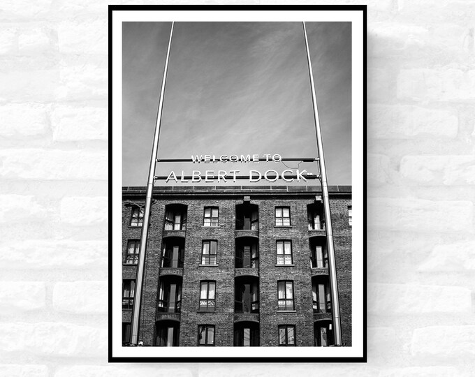 Liverpool Print - Premium Quality - A4 A3 A2 - Black and White - Beatles Albert Docks Cavern Club - Festival Merch