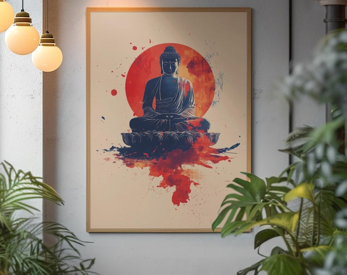 Meditation Buddha Print | Premium Quality UK British Printers | White Lotus Inspired Buddhist - Thailand India Sri Lanka Cambodia Asia