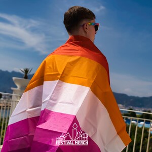 Lesbian Flag Large LGBT - 5ft by 3FT Pride Gay Lesbian Bi Trans Rainbow parade music festival party - Festival Merch image 5
