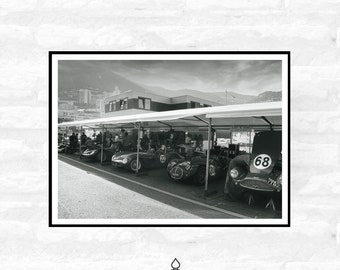 Monaco Pit Lane Print -  Monaco Poster - Grand Prix Historique - Black and White - office home decor  - A4 A3 A2  - Festival Merch