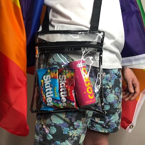 Große klare PVC Crossbody Tasche - Transparent Tasche - Festival Tasche Schulter Pride Tasche Sport Event Musik Konzert Stadion Party Arena Tour klar