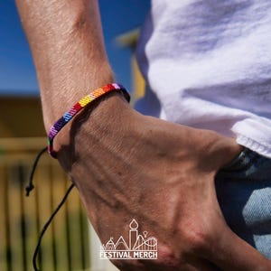 Hand-made Rainbow bracelet Festival Jewellery - LGBT Pride flag gay wrist leg anklet colourful gift - men & women - Pride friendship surf