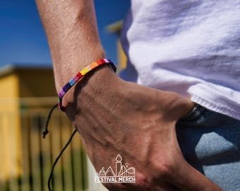 Hand-made Rainbow bracelet Festival Jewellery - LGBT Pride flag gay wrist leg anklet colourful gift - men & women - Pride friendship surf