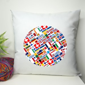 Eurovision Inspired Cushion Cover 40cm by 40cm - No filling - Song Contest Party European Flags Home Decor Pillowcase - Festival Merch