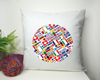 Eurovision Inspired Cushion Cover 40cm by 40cm - No filling - Song Contest Party European Flags Home Decor Pillowcase - Festival Merch