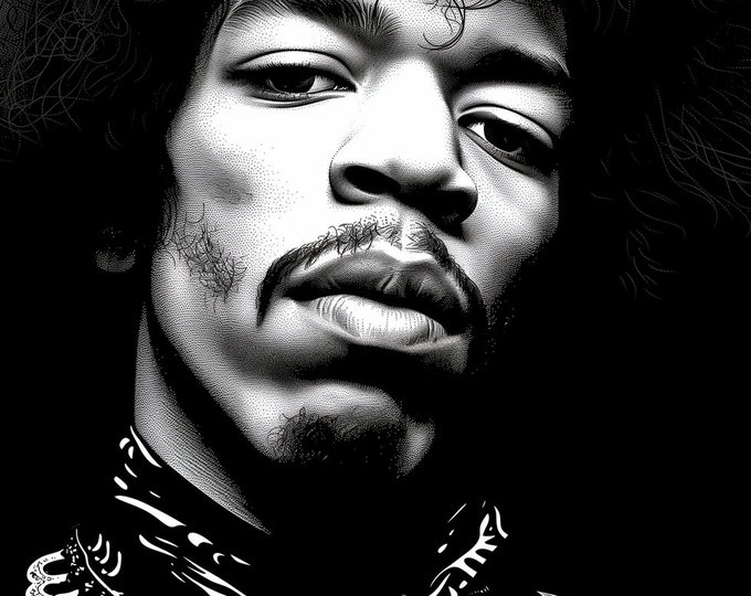 Jimi Hendrix Art Famous Faces Music Musician Celebrity Wall Art Print - A4 A3 A2 - Festival Merch