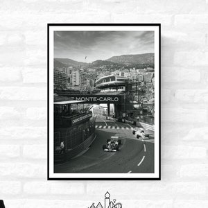 Monaco Race Circuit Print - Monaco Poster Grand Prix Historique - Black and White - office home decor - A4 A3 A2 - Festival Merch