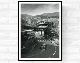 Monaco Race Circuit Print - Monaco Poster Grand Prix Historique - Black and White - office home decor - A4 A3 A2 - Festival Merch