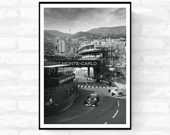 Monaco Race Circuit Print - Monaco Poster Grand Prix Historique - Black and White - office home decor - A4 A3 A2 - Festival Merch