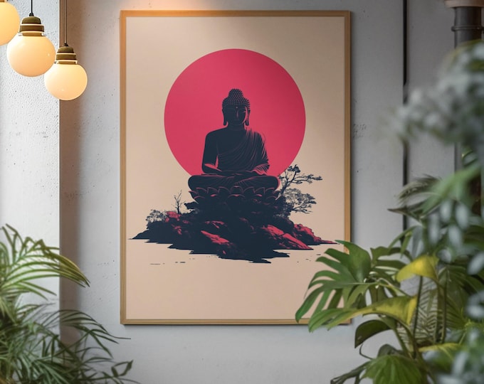 Meditation Buddha Print | Premium Quality UK British Printers | White Lotus Inspired Buddhist - Thailand India Sri Lanka Cambodia Asia
