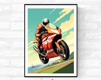 Super Bike Road Racing Wall Art Motorsport Print Isle of man NW200 Art Print - A4 A3 A2 - Festival Merch