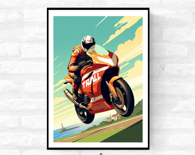 Super Bike Road Racing Wall Art Motorsport Print Isle of man NW200 Art Print - A4 A3 A2 - Festival Merch