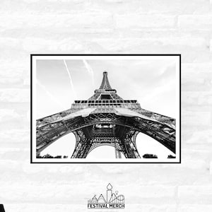 8 Paris Travel Prints - Black and White - City Skyline Eiffle Tower France summer -  Office Home Decor - A4 A3 A2 - Festival Merch