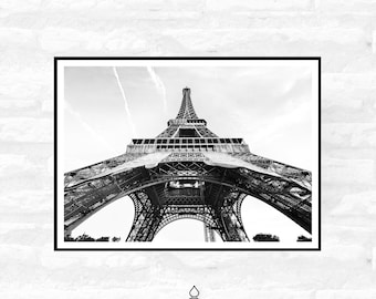 8 Paris Travel Prints - Black and White - City Skyline Eiffle Tower France summer -  Office Home Decor - A4 A3 A2 - Festival Merch