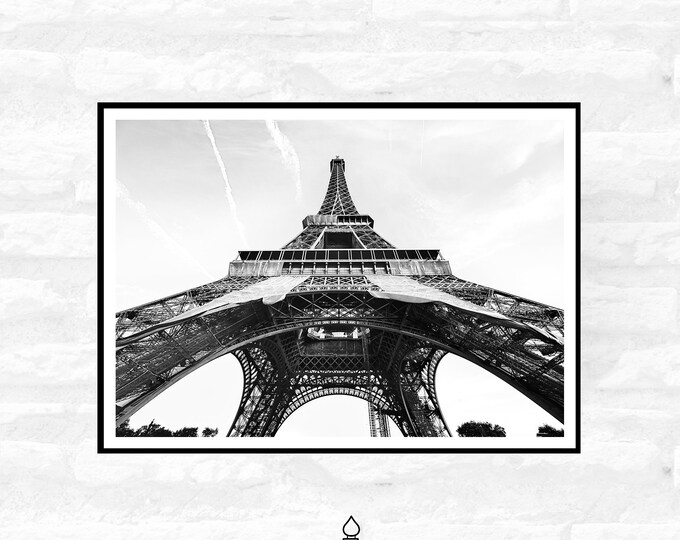8 Paris Travel Prints - Black and White - City Skyline Eiffle Tower France summer -  Office Home Decor - A4 A3 A2 - Festival Merch