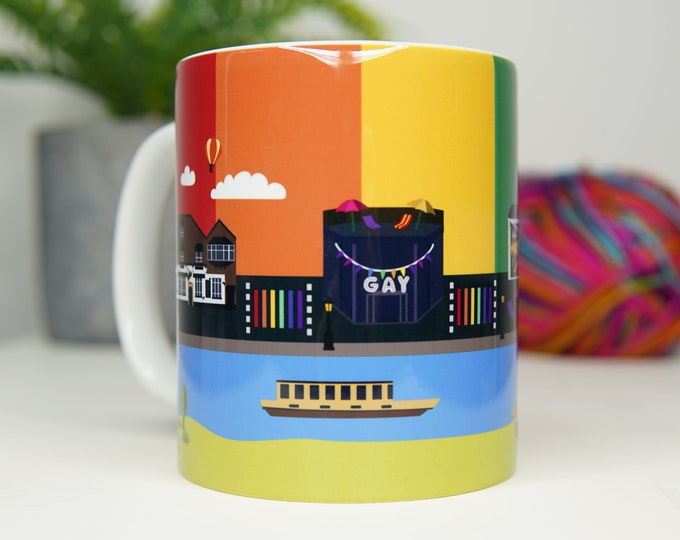 Canal Street Manchester Mug - 11oz Cup - Manchester Pride Gay Village Mug - Festival Merch - rainbow flag pride flag lgbt lesbian bi trans
