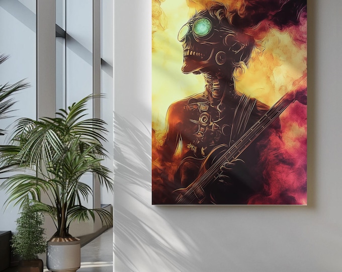 Premium Quality Art Print - Music Print Rock n Roll Skull Guitar Punk Alternative Prog Skeleton Music Festival - A4 A3 A2 - Festival Merch