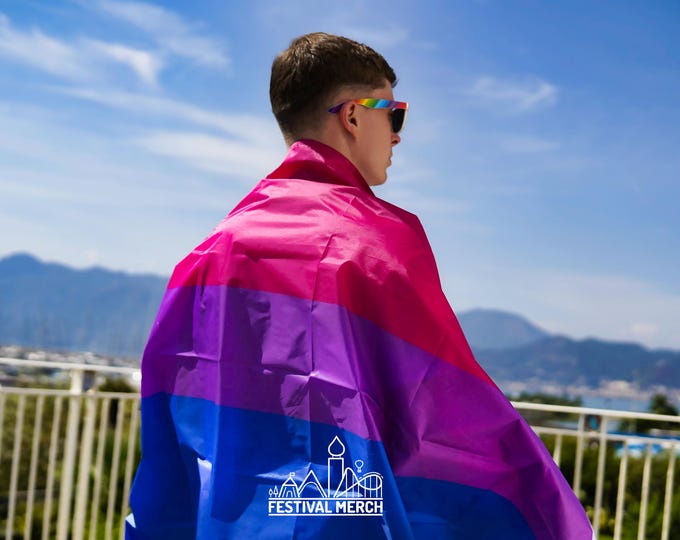 Bisexual Flag Large LGBT -  5ft by 3FT Pride Bisexuality Gay Lesbian Bi Trans Rainbow parade music festival party  - Festival Merch