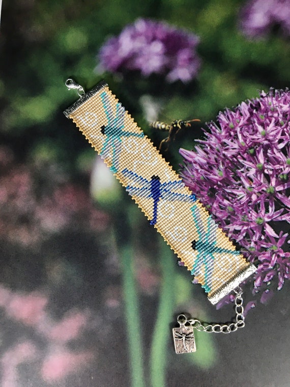 Dragonfly Loom Beaded Bracelet, Dragonfly Jewelry, Dragonfly Bracelet, Gift for Her